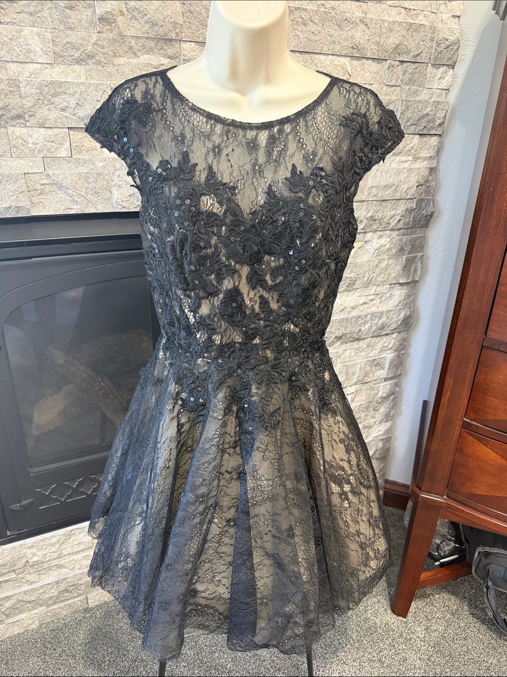 Chic Black Lace Mini Dress